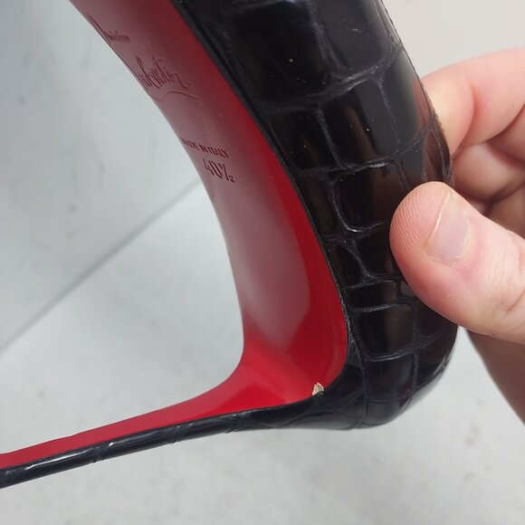 Christian Louboutin Patent Black Kate Croc Crocodile Pump Shoe - Picture 11 of 13